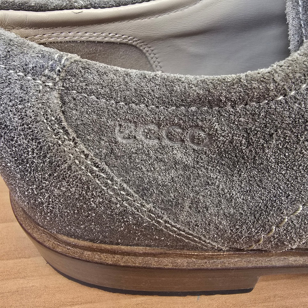 ECCO Gray Suede Apron Toe Derby Leather Lace Up Shoes Oxfords Mens Size 43 US 10 - Picture 7 of 11